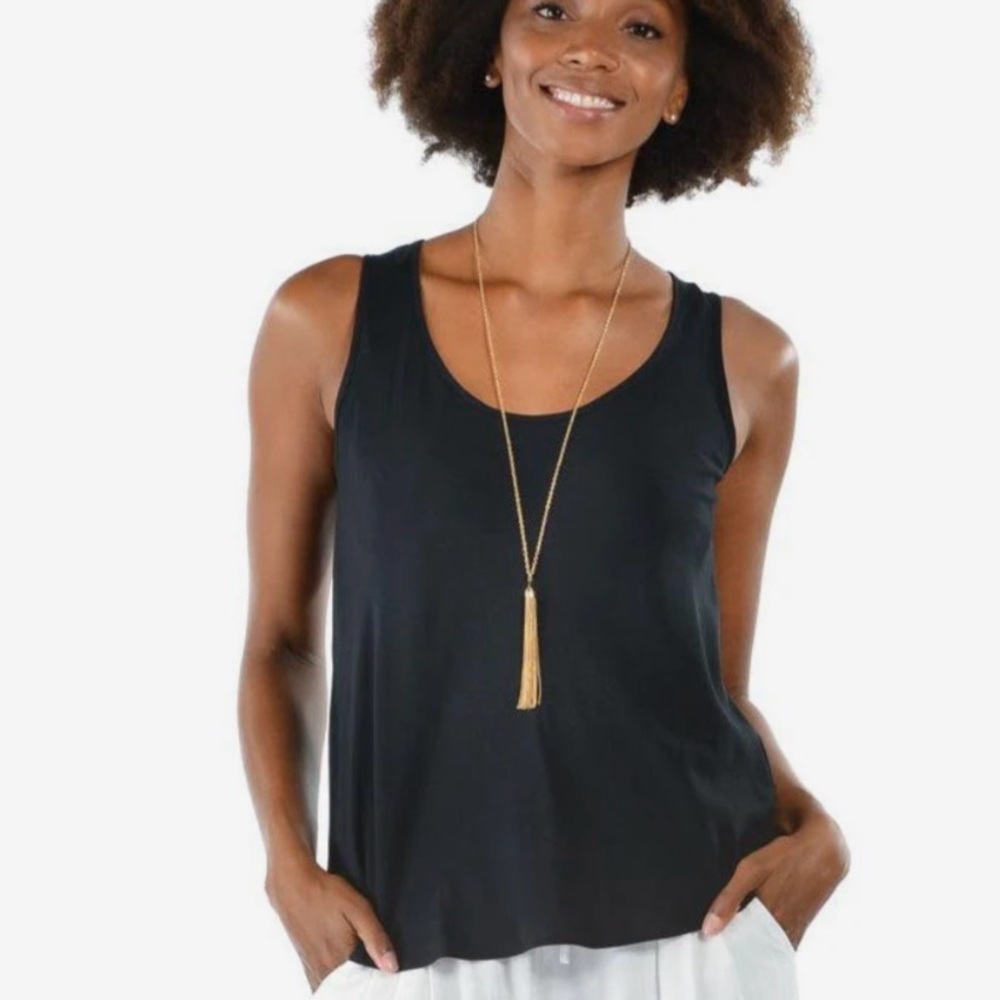 Jams World Solid Black Rayon Tank. XL